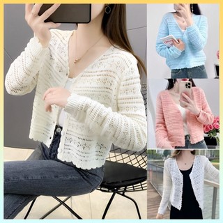  Áo khoác len LƯỚI HOA CHẤM tay dài mỏng nhẹ mặc 2 kiểu dễ phối đồ - L2M