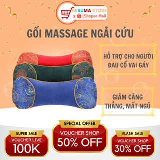 Gối ngải cứu MISUMA sưởi ấm bằng điện bảo vệ cột sống cổ vai gáy, gối ngủ chống giảm đau vai gáy massagea lưng