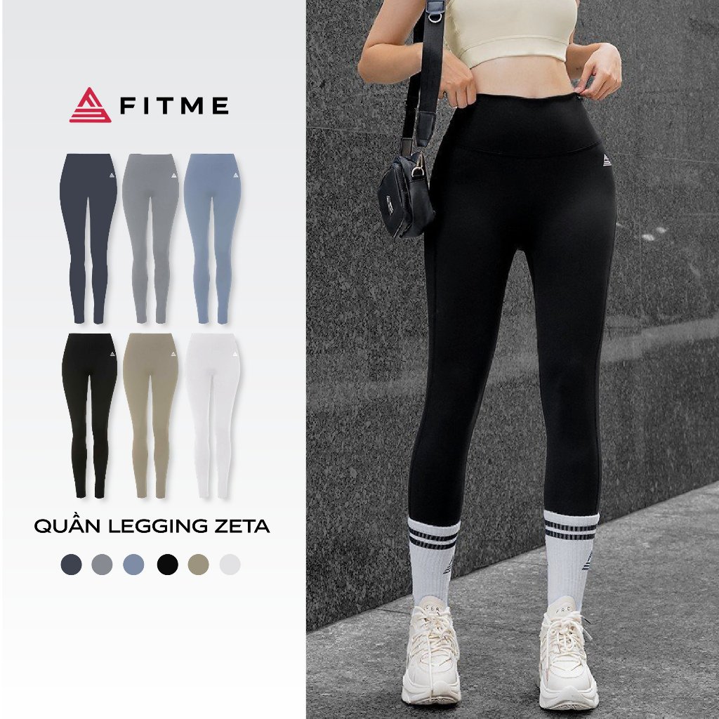 Quần tập gym yoga legging nữ cạp cao Fitme Zeta vải 2 lớp nâng v3 tôn dáng cao cấp QDZT