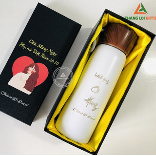 Bình Giữ Nhiệt Nắp Vân Gỗ quà tặng khắc tên theo yêu cầu