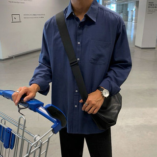 Sơ mi dài tay nam màu Xanh Navy basic phong cách Hàn Quốc