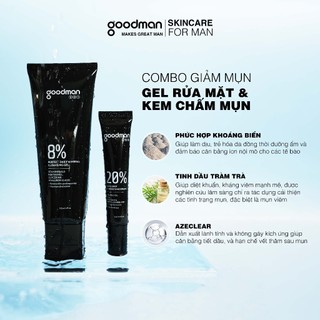 Combo Gel rửa mặt và kem chấm mụn - Combo Goodman giảm mụn cho nam.