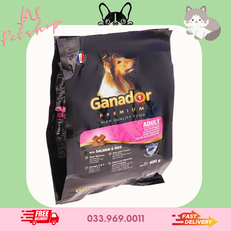 THỨC ĂN CHO CHÓ TRƯỞNG THÀNH GANADOR ADULT VỊ CÁ HỒI CHO CHÓ - 400G