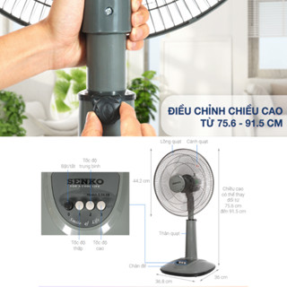 Quạt Lửng Senko L1638 Chính Hãng Với 3 Tốc Độ Gió Không Ồn, Công Suất 45W, Lõi Đồng, Bảo Hành 2 Năm