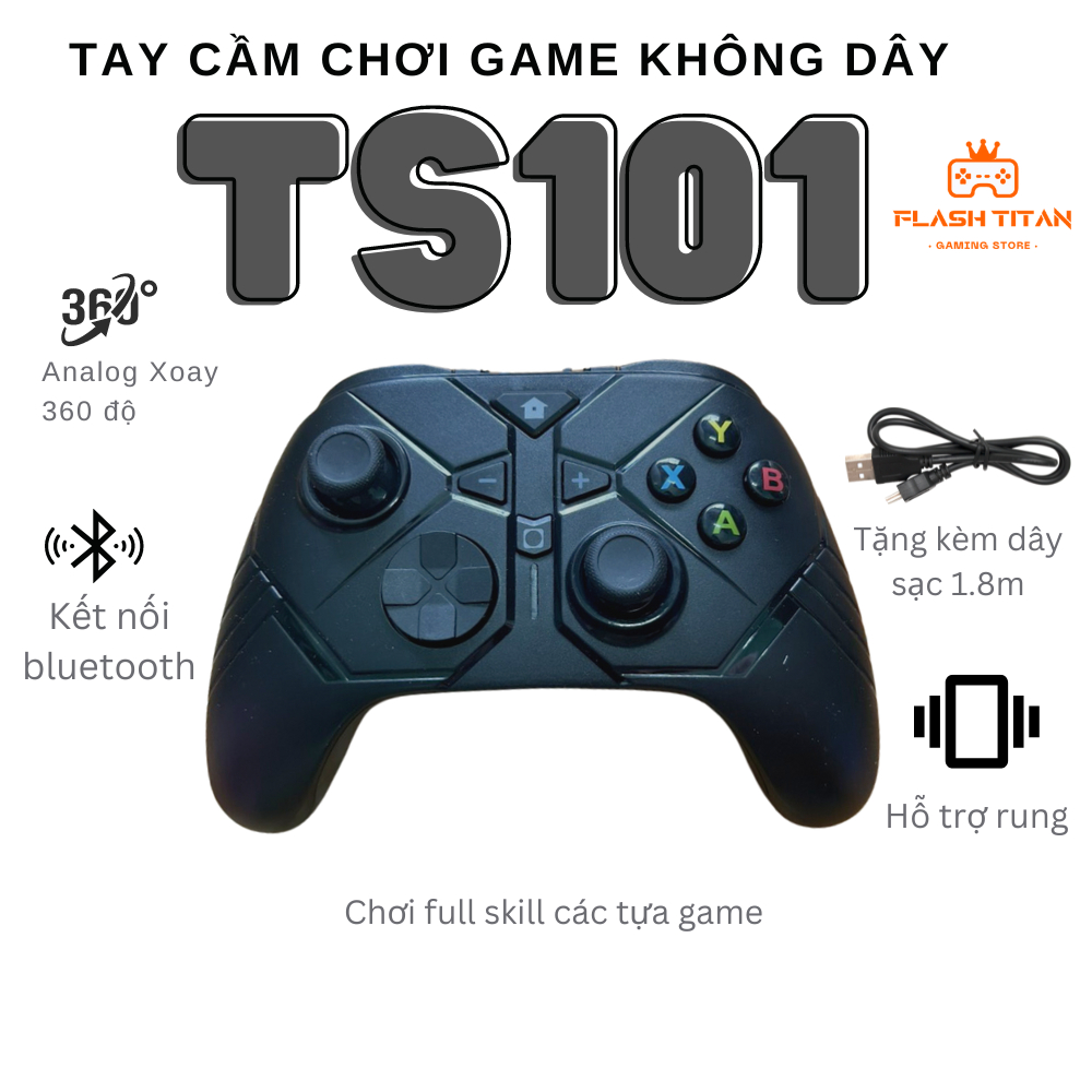 Tay Cầm Chơi Game Fifa online 4 TS101-Tay cầm không dây bluetooth analog xoay 360 Full skill- Pin 6h