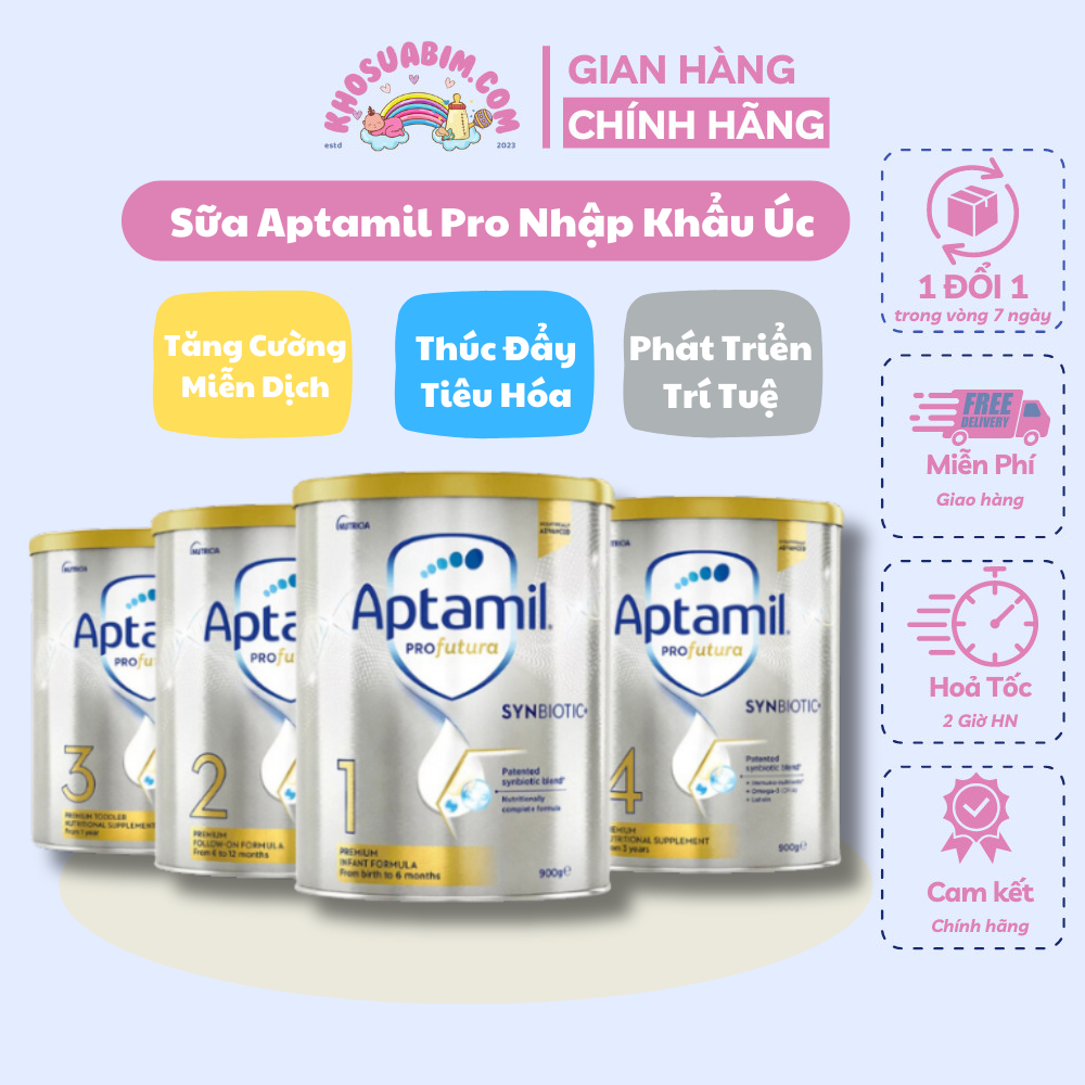 Sữa Aptamil Pro cho bé số 1, 2, 3, 4 900g giúp tăng trưởng cả cân nặng