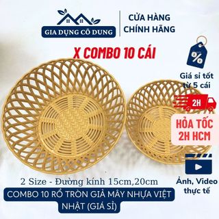 Combo 10 rổ nhựa tròn/bầu dục giả mây đựng rau sống, rổ đựng bánh trái nhỏ gọn nhựa việt nhật