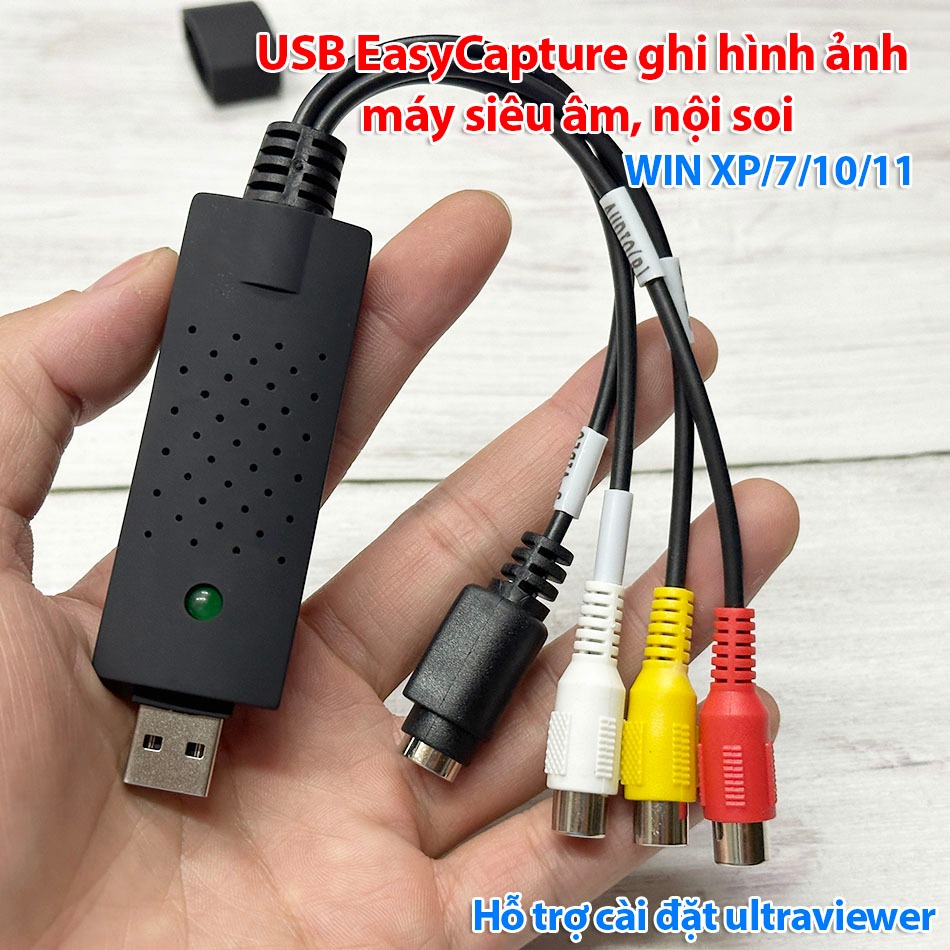 (Có hỗ trợ cài) USB EasyCapture ghi hình, chụp ảnh máy siêu âm nội soi, giao tiếp usb, tự nhận driver WIN XP, 7, 10, 11