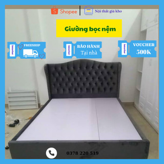 Giường ngủ bọc nỉ tân cổ điển 1m6- 1m8 - giường bọc nệm giá rẻ