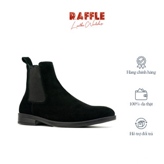 Giày Raffle Chelsea Boot Da Lộn Đen Thiết Kế Thủ Công Tặng Tất Và Túi Đựng Giày