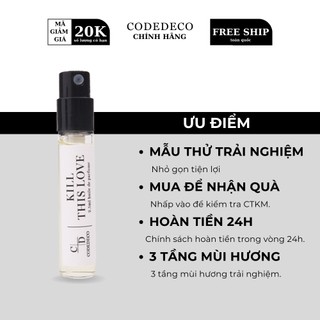 Tinh dầu nước hoa codedeco kill this love - vial 2.5ml