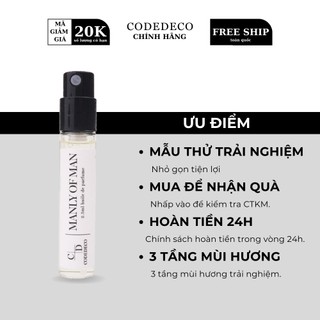 Tinh dầu nước hoa CODEDECO Manly Of Man Sang Trọng, Tinh Tế, Lịch Lãm 2.5ml