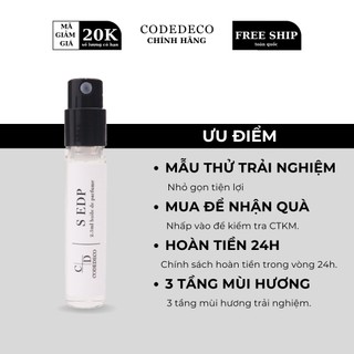 Tinh dầu nước hoa codedeco s edp cuốn hút, hấp dẫn, cá tính - vial 2.5ml