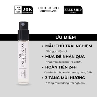 Tinh dầu nước hoa CODEDECO N 21 Uniqueness Độc Đáo, Bí Ẩn 2.5ml