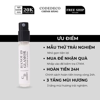Tinh dầu nước hoa CODEDECO Hanoi 29 Glamor Nhẹ Nhàng, Thanh Lịch, Tinh Tế - Mẫu vial 2.5ml