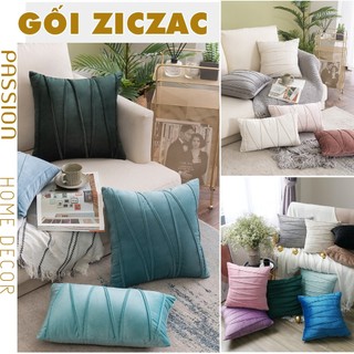 Vỏ Gối Tựa Lưng Sofa Trang Trí Nhung Dập Sọc Ziczac 9637