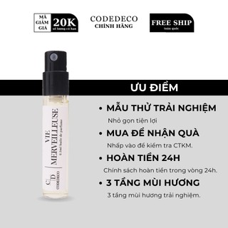 Tinh dầu nước hoa CODEDECO  Vie Merveilleuse 2.5ml, Ngọt Ngào, Thơm Mát