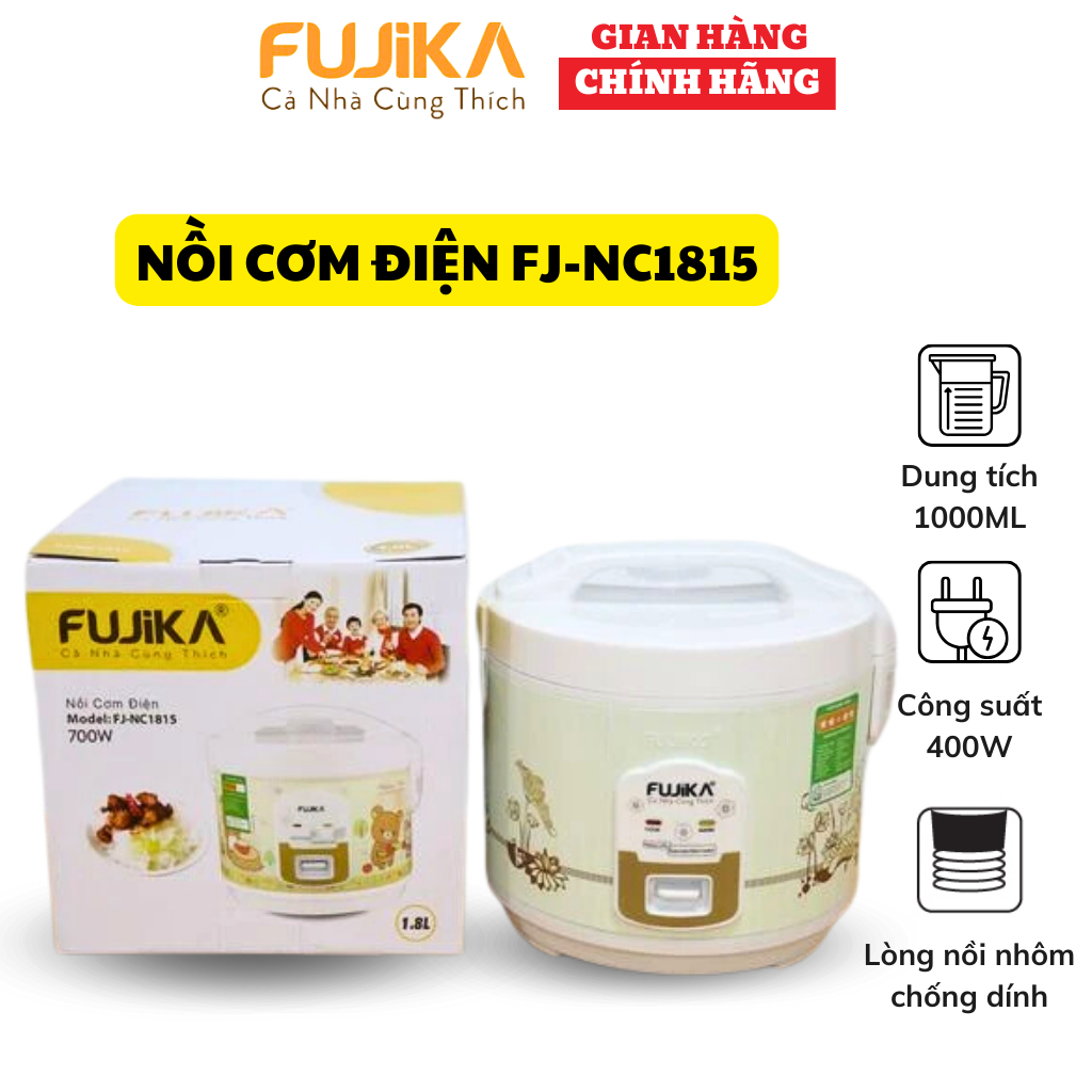 Nồi cơm điện 1.8L Fujika FJ-NC1815 nắp gài công suất 800W