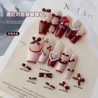 Charm nơ đỏ đính móng- giá 1 nơ