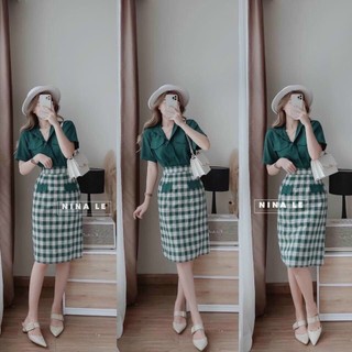 Sét áo lụa váy kate bố siêu xinh ds