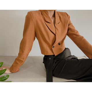 Kathryn.thecitilook- Áo blazer dáng croptop vạt chéo cam đất S | M -Croptop blazer
