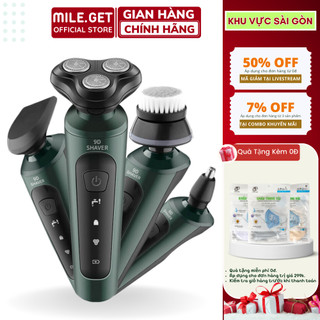 Máy cạo râu nam sạc pin, máy cạo râu mini shaver 9d 4in1 kiêm tỉa lông mũi đa năng, 3 lưỡi dao cạo kép chống nước ipx7