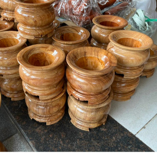 Bát nhang - lư hương gỗ gõ nguyên khối 16 cm