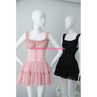𝐏𝐢𝐧𝐤𝐆𝐢𝐫𝐥 𝐂𝐥𝐨𝐭𝐡𝐢𝐧𝐠_Đầm tơ dúm ngực xoè phong cách lolita(Ảnh thật)