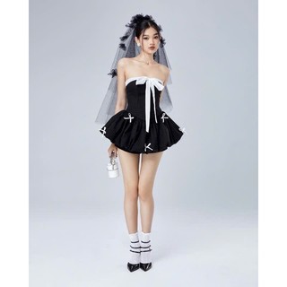 Đầm Ống Phối Nơ Dáng Bí Bồng Nhẹ Ngọt Ngào