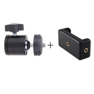 Bộ Kẹp Điện Thoại Kèm Bi Cầu Xoay 360 Độ Có Thể Lắp Đèn Livestream, Chân Đèn, Tripod, Gậy Chụp Ảnh, Giá Đỡ Điện Thoại