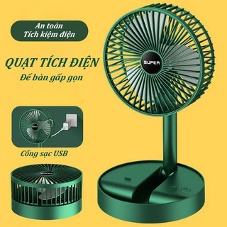 Quạt tích điện, Quạt tích điện mini gấp gọn 3 tốc độ gió cổng sạc USB tiện dụng, Quạt, Quạt mini