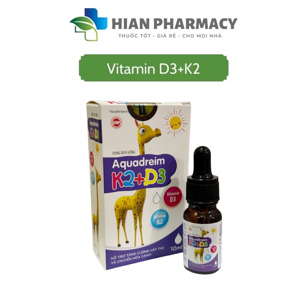 Aquadreim vitamin D3 K2 giúp hấp thu canxi, phát triển chiều cao