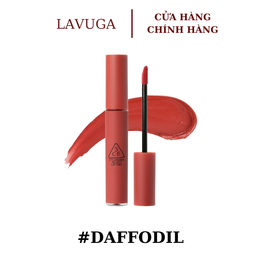 Son 3CE Velvet lip tint đỏ đất Daffodil
