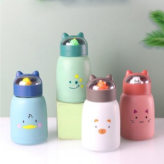 Bình Nước Lõi Thủy Tinh Loại Nắp Hình Thú Cute 360ml, bình uống nước cute đi học cho bé