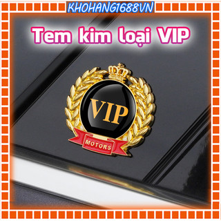 Tem kim loại chữ nổi vip bông lúa trang trí xe ô tô, tem vip 3d