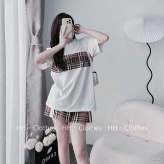 Set Quần Áo BBR Ngang Thân, Áo Phông Chất Cotton Dày Dặn, Set Đồ Đôi, Basic
