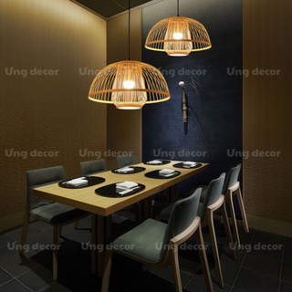 Đèn tăm mây tre thả trần,  trang trí decor nhà cửa, chung cứ, quán ăn cao cấp chính hãng Ưng decor
