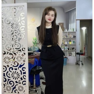 Áo sơ mi công sở HANAA  phối tay tơ be may 2 lớp cúc mắt cáo thanh lịch H274