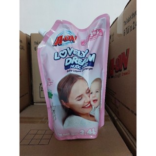 Nước giặt xả 2 in 1 A-ON BABY Hương LOVELY DREAM 2.4L Siêu sạch, mềm vải, Lưu hương thơm ngát