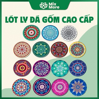 Đế lót ly, lót cốc vải nỉ 4 lớp, đá gốm cao cấp Roplus Coffee thấm nước tốt, dày dặn Mixmore