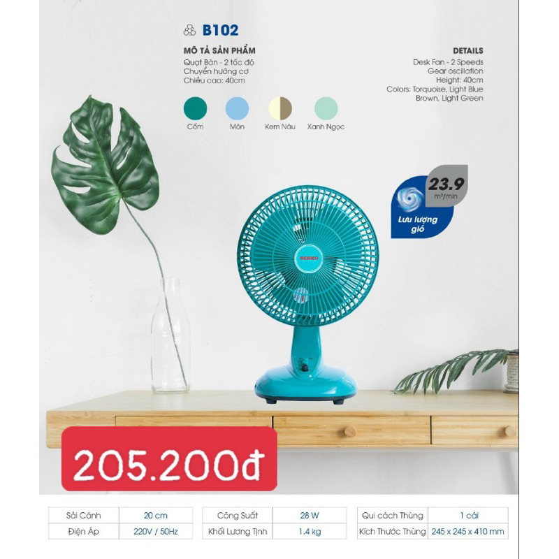 Quạt bàn mini senko b102
