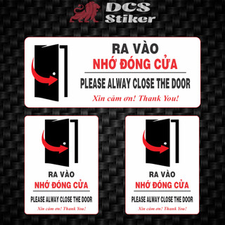 Decal ra vào đóng cửa,sticker trang trí dán cửa dán kính, tường, gỗ decal dán nhắc nhở ra vào nhớ đóng cửa
