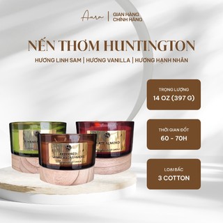 Nến thơm huntington 3 bấc cực thơm hương gỗ thông và thảo mộc 13oz