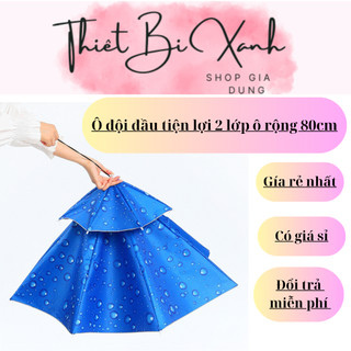 Ô đội đầu,dù mũ đội đầu 2 tầng che nắng mưa, câu cá, dã ngoại; mũ che nắng câu cá ngoài trời gồm 4 màu.