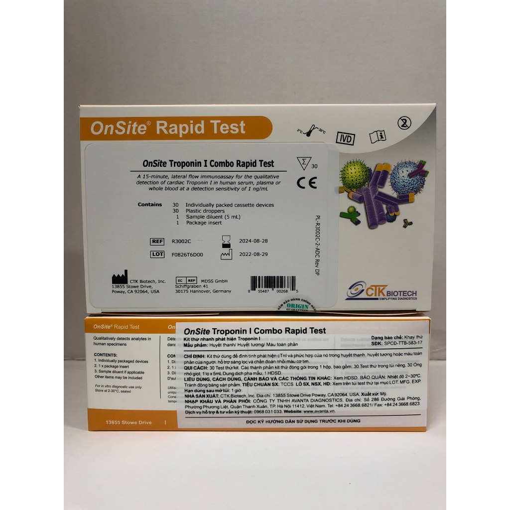 Test nhanh Troponin I -Onsite CTK( Hộp 30 test)
