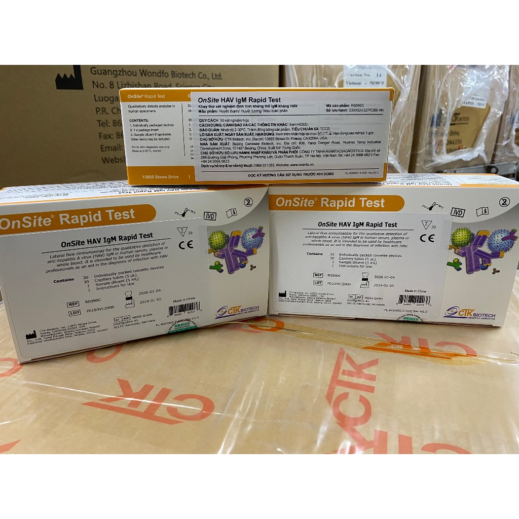 Test nhanh HAV- Onsite CTK (Hộp 30 test)