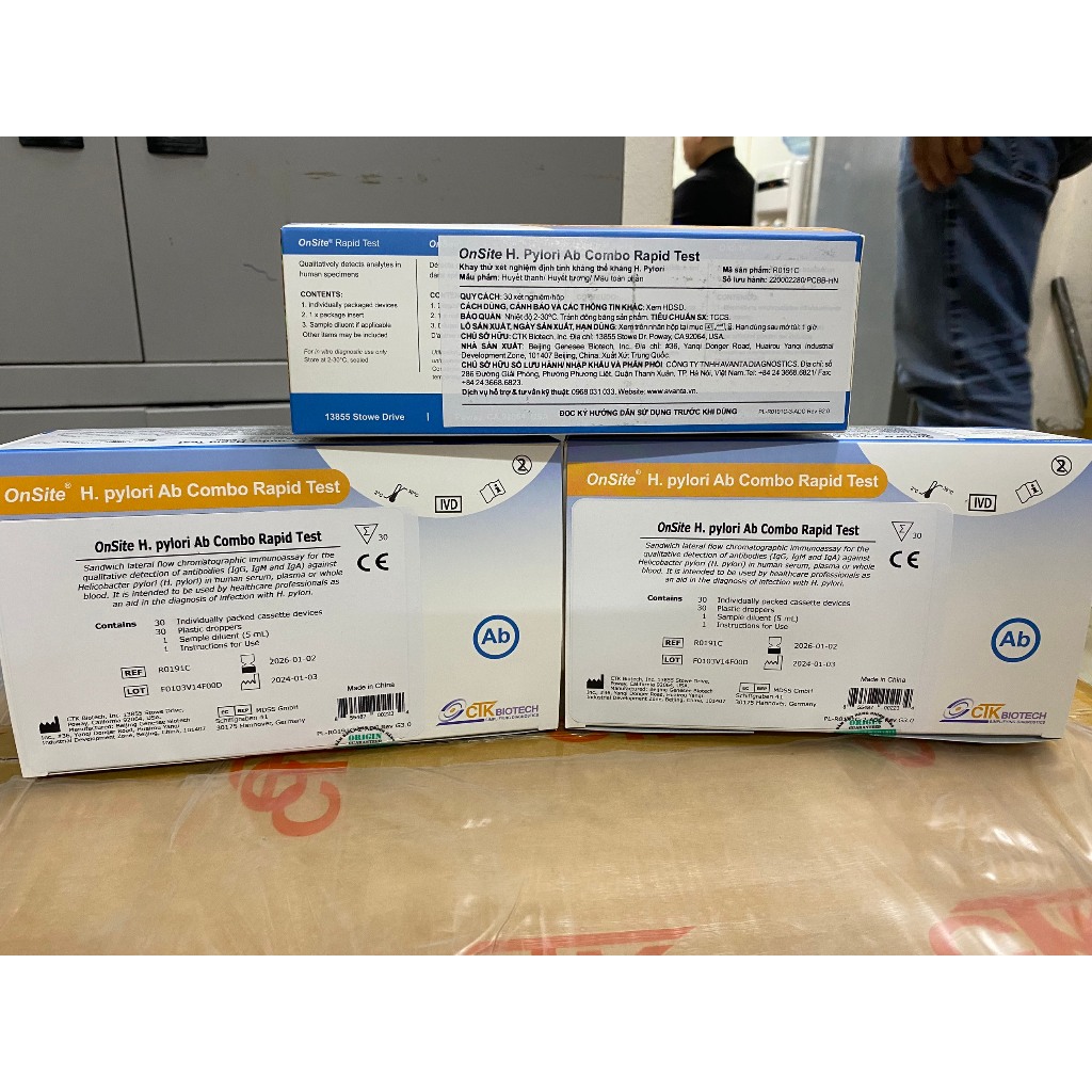 Test nhanh H.PyloryAb-Onsite CTK (Hộp 30 test)