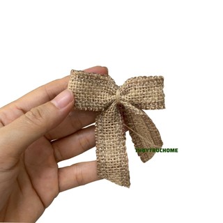 Nơ bố mini cánh 2 cm đính hộp quà túi bố trang trí vải mới 100%