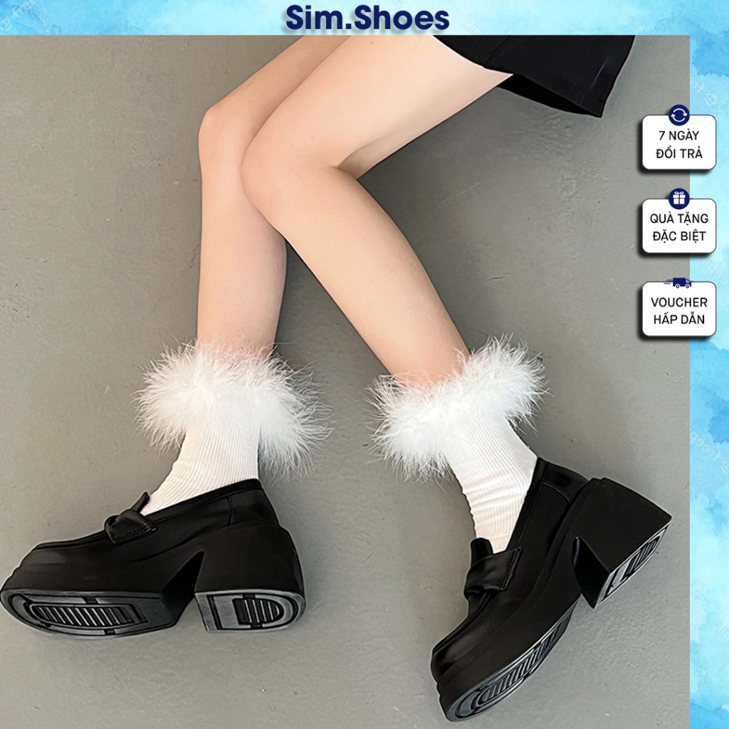 Giày loafer giày da nữ đế răng cưa cao 5cm phong cách retro dành cho nữ mới nhất trending 2024