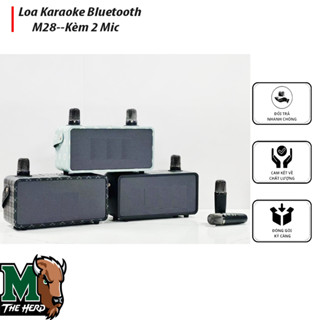Loa bluetooth karaoke 2 mic M28 Không dây, loa tặng kèm 2 mic công suất lớn kết nối bluetooth kết nối TV mượt mà chất